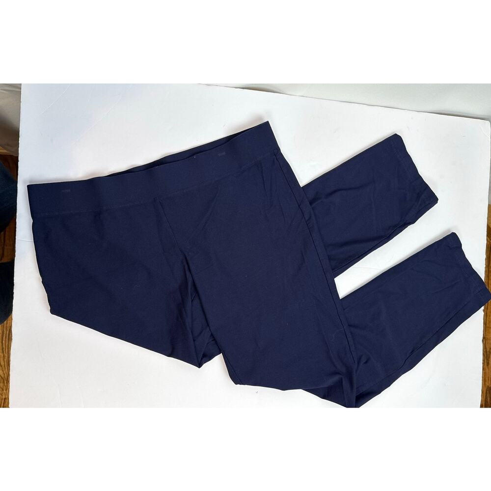 Eileen Fisher Navy Pull-On Straight Pants L Made USA